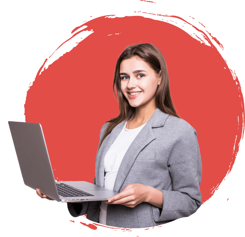 Software development team member with laptop